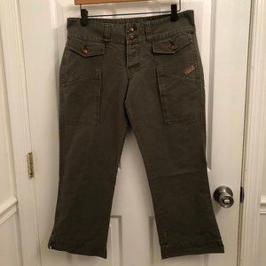 Lucky Brand Button Fly Crop Green Utility Pants